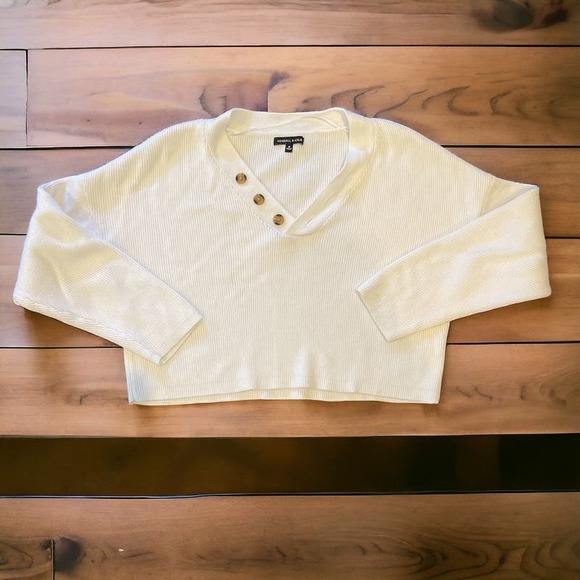 Kendall and Kyle Ribbed Cropped white Sweater Size S - Picture 1 of 5
